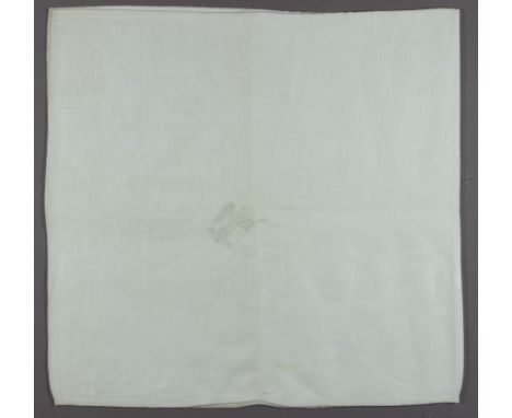 A superlative Adolf Hitler relic, a fine 25 x 25 in. linen napkin in the 'floral and ribbon' pattern, with a stunning, raised