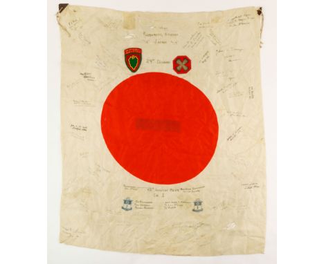 21ST INFANTRY REGIMENT OCCUPATION OF JAPAN SIGNED FLAG Rarely seen Japanese flag with patches and signatures of members of th