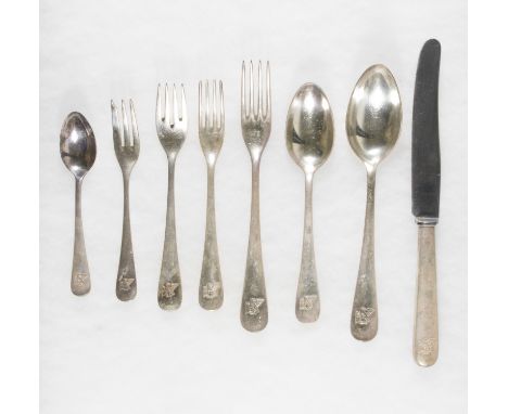 FRITZ SAUCKEL CUTLERY SET A rare set of silver-plated cutlery once owned by the Gauleiter of Thuringia, Fritz Sauckel, varyin