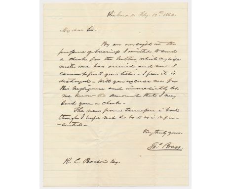 THOMAS BRAGG (1810 - 1872) North Carolina lawyer and politician, brother of Gen. Braxton Bragg. Served in the Confederate Sta