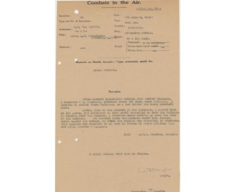 SHOLTO DOUGLAS (A. W. BEAUCHAMP-PROCTOR COMBAT REPORT) SHOLTO DOUGLAS (1893 - 1969) Marshall of the R.A.F. After serving as a