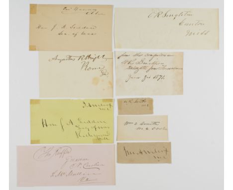 Ten signatures of Confederate politicians and supporters found on franked envelopes, cards or cut from larger documents, incl
