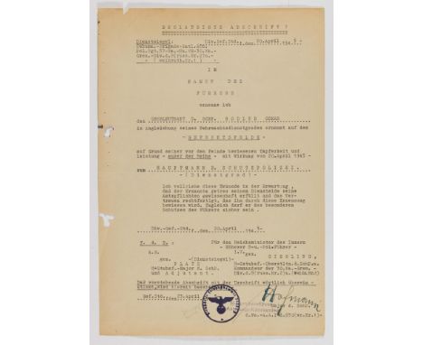 SS AND GERMAN POLICE FILE OF FILE OF SS-STANDARTENOBERJUNKER OSKAR RODLER Selection of 27 documents concerning the military c