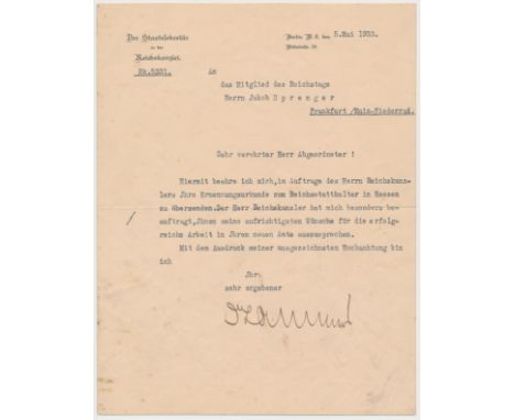 HANS LAMMERS (1879 - 1962) Minister and Chief of the Reich Chancellery, ordered arrested by Hitler in the final days, and ult