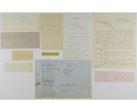 Ten signatures of Confederate politicians and supporters found on cards or cut from larger documents, including: Congressman 