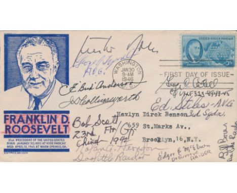 (1918 - 2009) German fighter pilot and third highest ace with 275 'kills'. Signature on a first day postal cover honoring Fra