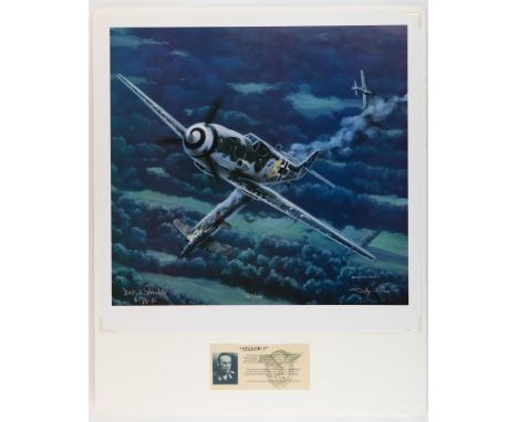 WORLD WAR II SIGNED PRINT 'YELLOW FIVE' A limited edition World War II print, 26 x 32 in., titled: ‘Yellow 5’. The print depi