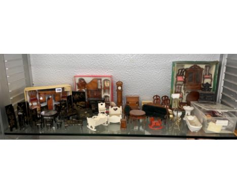 COMPLETE SHELF OF DOLLS HOUSE FURNITURE KITS AND SUITES