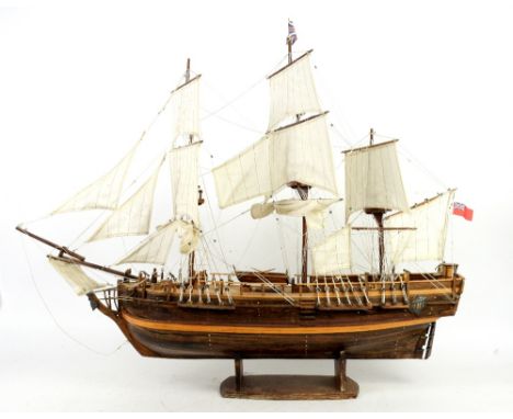 A scale model of HMS Bounty, 70cm (h) x 86cm (l)..    