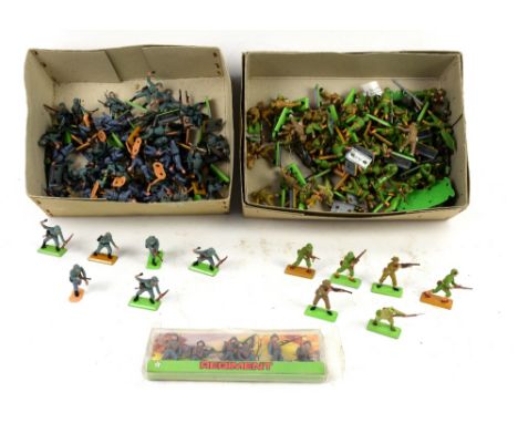Britains Deetail British and Germany army figures, Airfix and other figures including farm and zoo animals.    