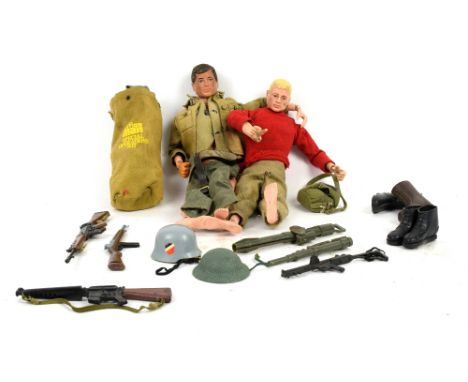 Two Palitoy Action man figures C. 1964 with clothes and accescories.    