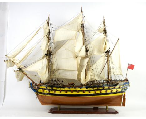 Admiralty Ship Models scale model of HMS Bellona, 85cm (h) x 100cm (l)..    