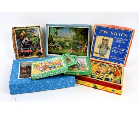 Collection of vintage jigsaw puzzles, to include Victory Artistic puzzles 'Lovely Violets, Cries of London' and 'Blossom Time