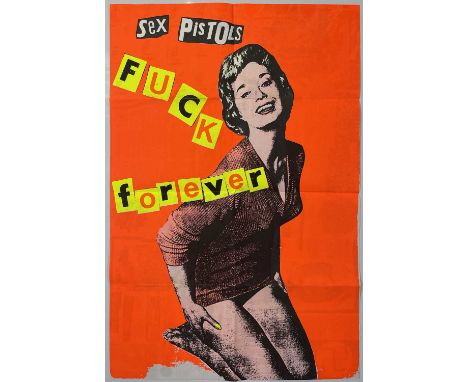 An original c 1986 Jamie Reid poster from the Hamilton's Gallery exhibition with 'Fuck Forever' print to one side. Measures a