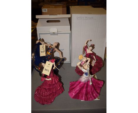 Three Coalport figures of ladies, to include: 'Bolero', numbered 2435/9500; 'Rhapsody', numbered 230/4950; 'Flamenco', number
