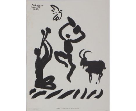 PABLO PICASSO (1881 Málaga - 1973 Mougins) - Lithografie, ¨Tanzende und musizierende Faune¨ (1959/65), oben links in der Plat