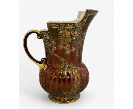Crown Devon Fieldings 'Rouge Royale' lustre jug. Impressed mark A1659. Printed mark, numbered 8?99. Height approx 23cm. Very 
