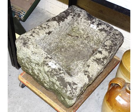 A small granite rectangular trough, 40 x 54cm. 