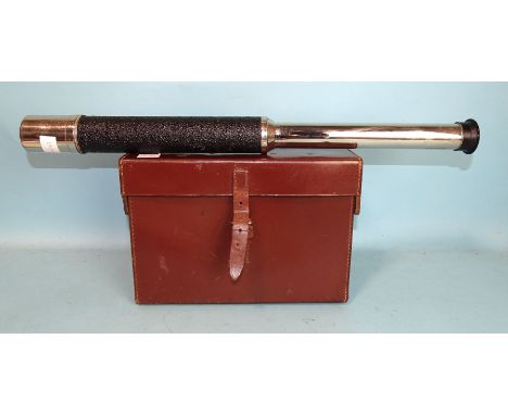 An early-20th century single-draw telescope by Ross of London, pattern 373B, no.89251 and a leather case, (empty), for a WA.1
