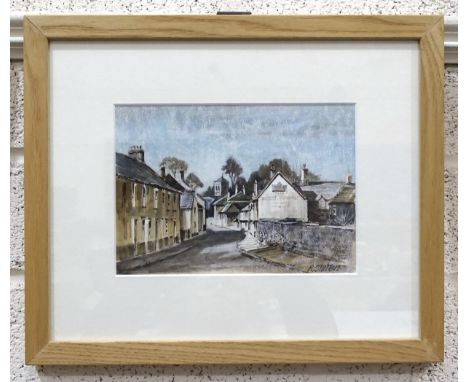 Richard Slater (20th century), 'Village Street with Rose &amp; Crown Inn and other buildings', signed watercolour, 15.5 x 21.