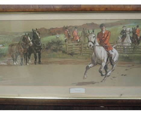 Lionel Edwards, (19th century), a pair of prints, Rails and Returning Home, hunting interest, 22 x 56cm mounted, reframed and
