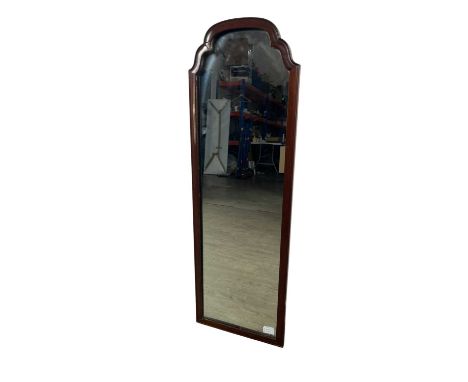 MAHOGANY WALL MIRROR, along with a brass fireguard and a folding luggage standthe mirror 104cm highQty: 3