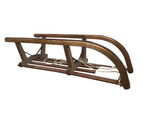 VINTAGE WOODEN SLEDGE BY DAVOS, with metal runners