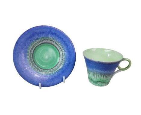 SHELLEY POTTERY DRIPWARE COFFEE SERVICE, comprising two pots, milk jug, saucers and cupsGeneral surface ware, scratches, smal