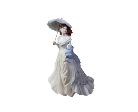 THREE ROYAL WORCESTER CERAMIC FIGURES, ALONG WITH A COALPORT FIGURE comprising Charlotte, Anniversary, and HM Queen Elizabeth