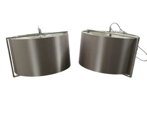 FOUR DESIGNER CEILING LIGHTS, BY HEATHFIELD LIGHTING with chrome frame and complete with shadesframe 51cm wide