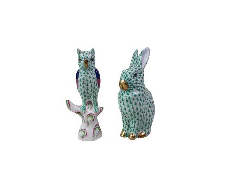 HEREND FIGURE OF A SEATED HARE, along with six other Herend animal figures14cm highQty: 7