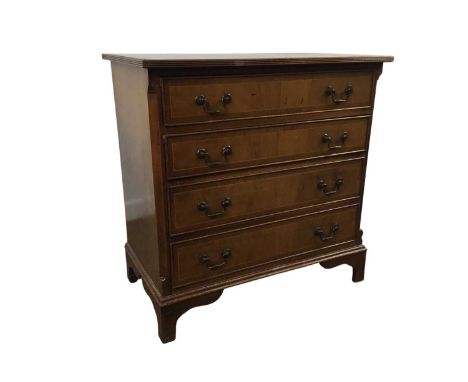 REPRODUCTION MAHOGANY CHEST OF FOUR DRAWERS, on bracket feet78cm high, 76cm wide