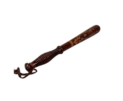 CITY OF ABERDEEN SPECIAL CONSTABLES WOODEN TRUNCHEON, AND A WHISTLE  the truncheon with painted decoration, along with a Thun