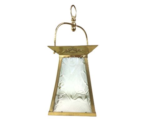 ART DECO GLASS CEILING LAMPSHADE, AND A GROUP OF SERVANT'S BELLS,  the shade of rectangular form, with four glass panels, and