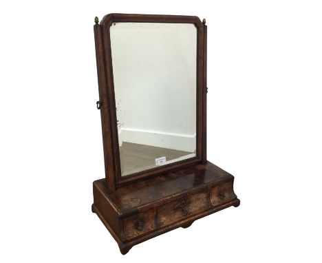 VICTORIAN MAHOGANY DRESSING TABLE MIRROR, with bevelled glass above three drawers, raised on bracket feet62cm high 