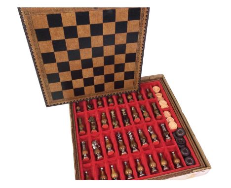 CHESS SET, comprising chess pieces and board, in box