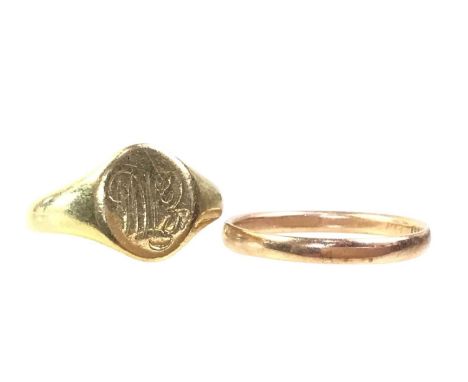 WEDDING BAND, EIGHTEEN CARAT GOLD along with another ring, in eighteen carat goldQty: 5g
