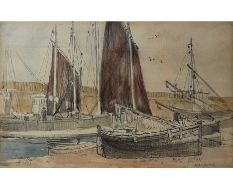 SCOTTISH SCHOOOL (20TH CENTURY), PORT SETON HARBOUR watercolour on paper, initialled 'J P', dated 1922 and titledmounted, fra