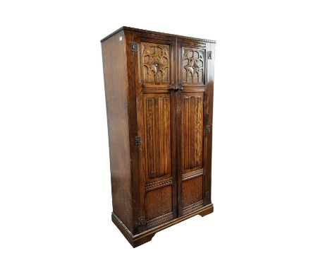 OAK WARDROBE, with two carved doors by Maple168cm x 91cm 