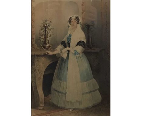 FULL LENGTH PORTRAIT, showing a female standing, signed, dated 1850, label versoframed and under glass49cm high x 38cm wide o