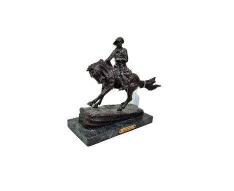 GROUP OF THREE FIGURES, each modelled with a male on horseback, one signed Frederick Remingtonlargest 22.5cm high Qty: 3
