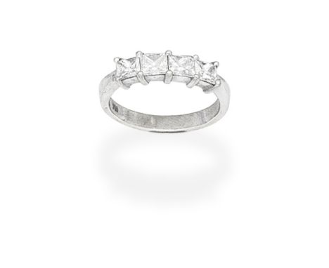DIAMOND-SET RINGSet with four princess-cut diamonds, diamonds approx. 1.20cts total, ring size approx. KFor further informati