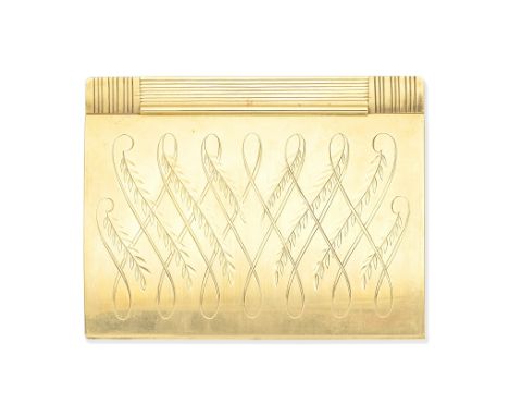 ASPREY: GOLD COMPACT  1961The 9 carat gold case, with engraved foliate decoration,  signed Asprey, makers mark, London hallma