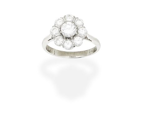 DIAMOND CLUSTER RINGSet with brilliant-cut diamonds, diamonds approx. 1.30cts total, ring size approx. MFor further informati