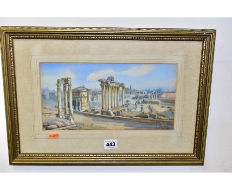 GAETANO FACCIOLA (Italian 1868-1949), ancient ruins, signed bottom right, watercolour on paper, mounted, framed and glazed, a