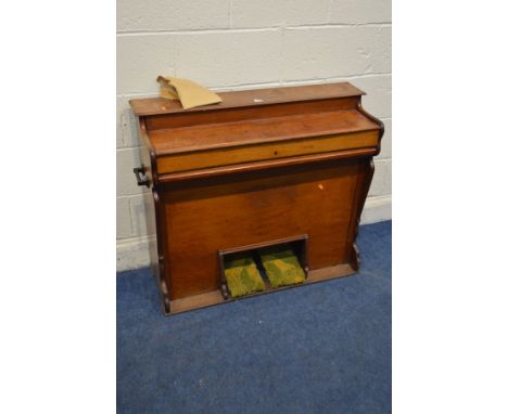 A LATE 19TH/EARLY 20TH CENTURY WALNUT GILBERT L BAUER, LONDON HARMONIUM, width 95cm (sd, losses)