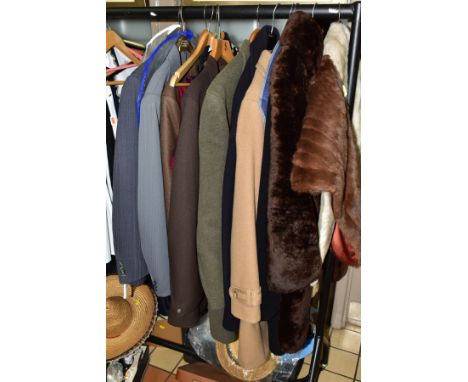 VARIOUS LADIES/GENTS COATS, SUITS, STOLES, HATS etc, to include a John Collier pure new wool grey suit (trousers &amp; jacket