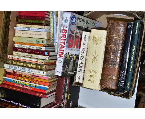 TWO BOXES OF BOOKS INCLUDING ANTIQUE INTEREST, including Britten's Old Clock &amp; Watches and Their Makers, Rembrandt and th