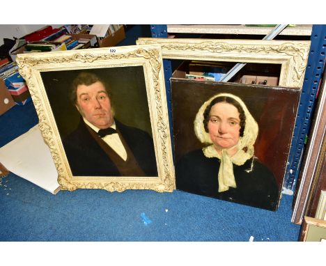 A HEAD AND SHOULDERS PORTRAIT OF A VICTORIAN GENTLEMAN, unsigned oil on canvas, framed, size approximately 54cm x 43cm, holed
