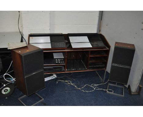 A BANG AND OLUFSEN HI FI IN BANG AND OLUFSEN CABINET, comprising of a Beogram 8000 turntable (turns but  no cartridge), A Beo